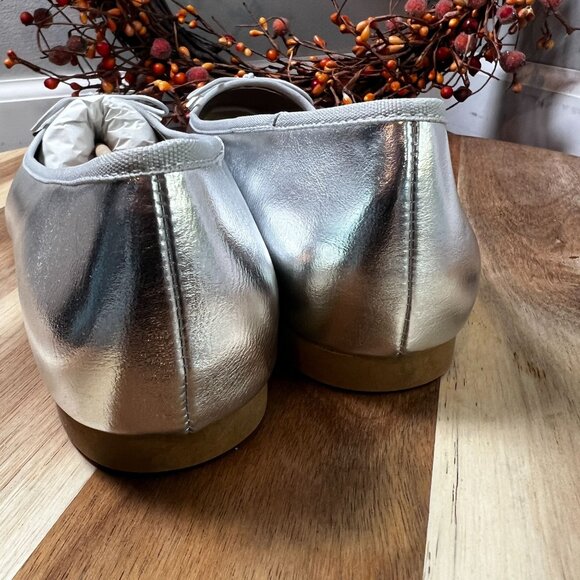 Steve Madden Womens Seemly Ballet Flats Slip On Shoes Sz 10 in Silver Metal - Picture 6 of 10
